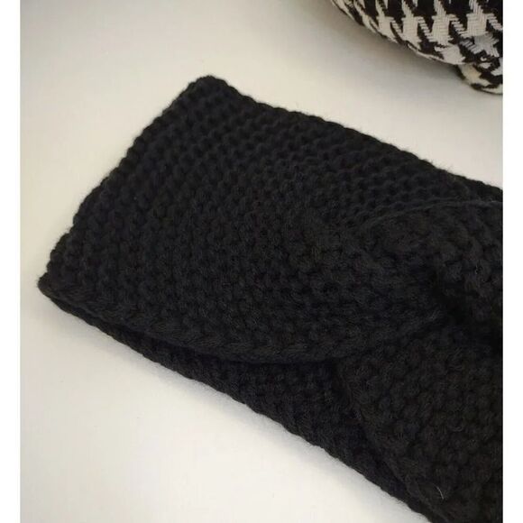 west loop Headband Black knit Front Criss Cross Solid Acrylic NWT - Picture 3 of 8